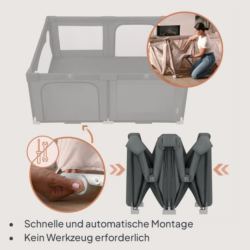lionelo Laufgitter FLORENCE EASY FOLD Grau mit Tragetasche - Bild 4