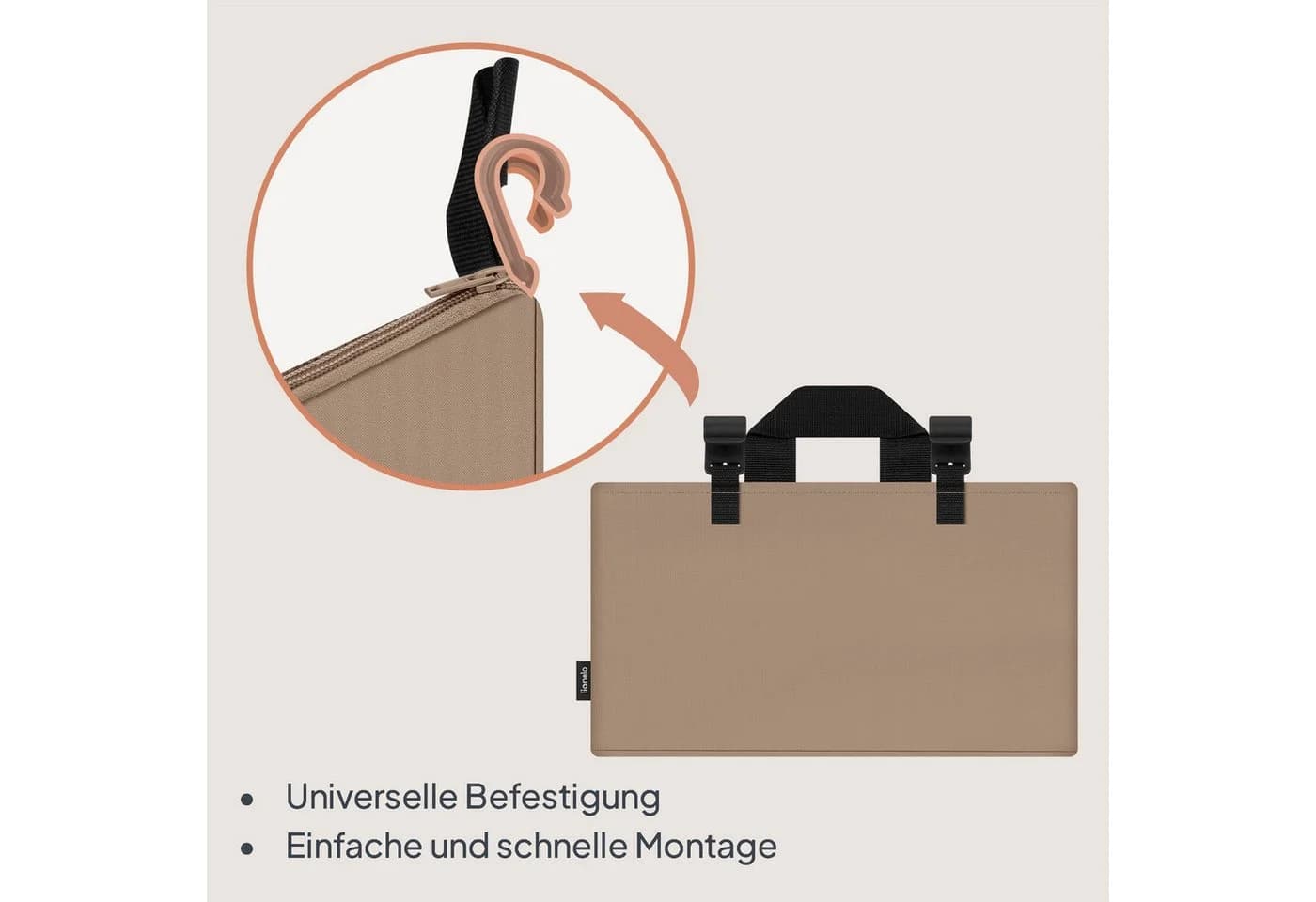 Lionelo Betttasche SIDEPOCKET MEDIUM - 3 Fächer Organizer Beige - Bild 4