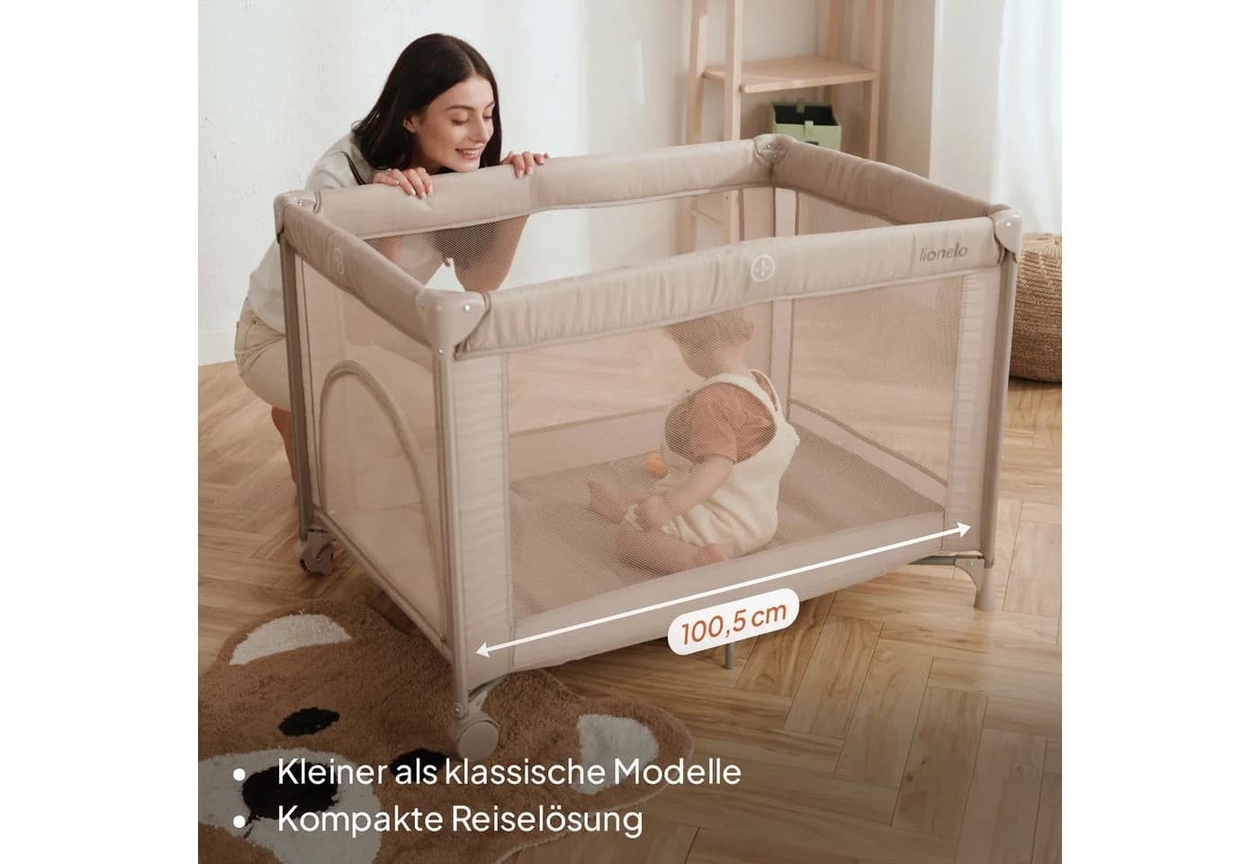 Lionelo Reisebett Amelie Kompakt/Leicht/2cmMatratze/Seiteneingang/Netzseiten - Bild 3