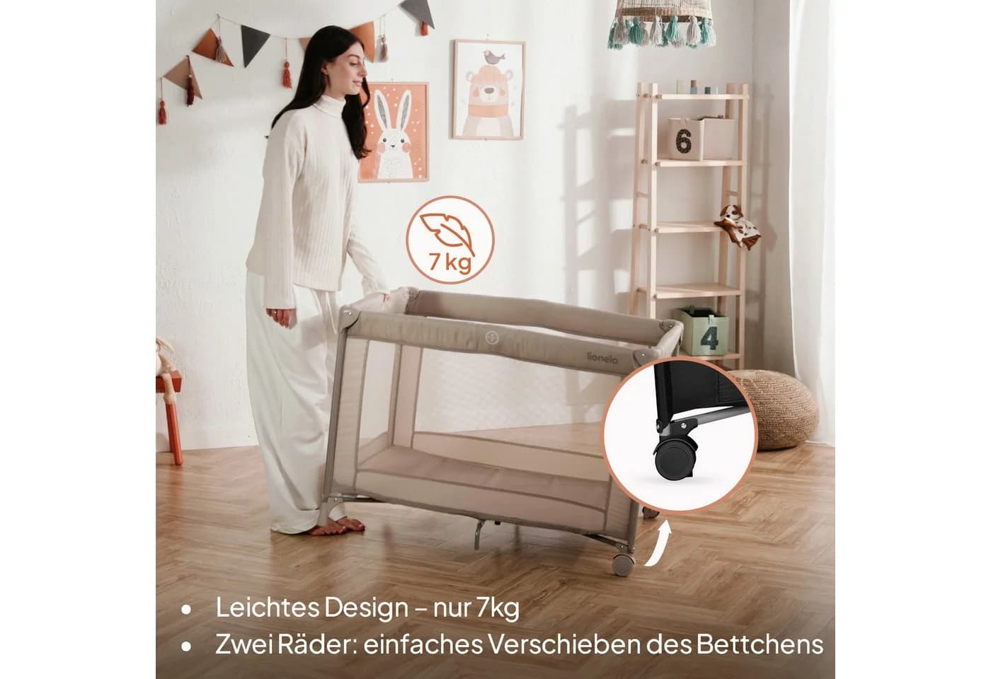Lionelo Reisebett Amelie Kompakt/leicht/2cmMatratze/Seiteneingang/Netzseiten - Bild 5