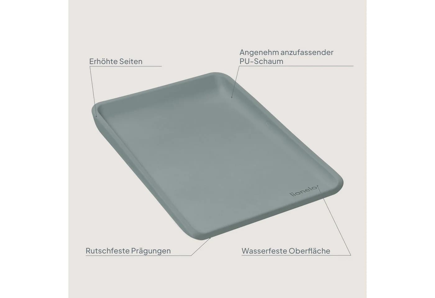 Lionelo Wickelauflage MEGS Grau PU-Schaum Wasserdicht