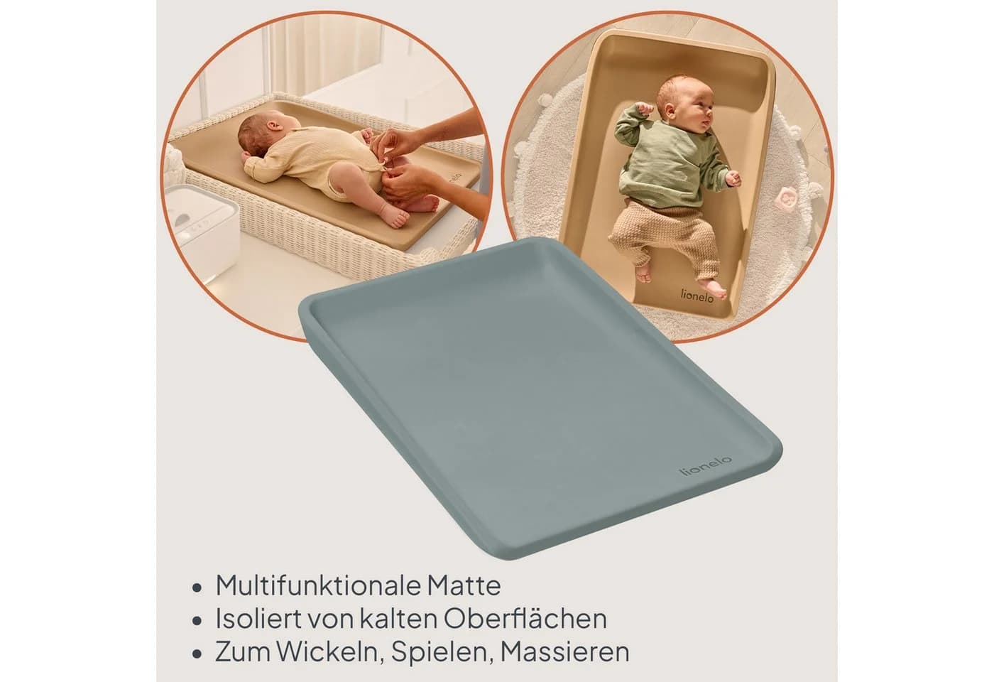 Lionelo Wickelauflage MEGS Grau PU-Schaum Wasserdicht - Bild 4
