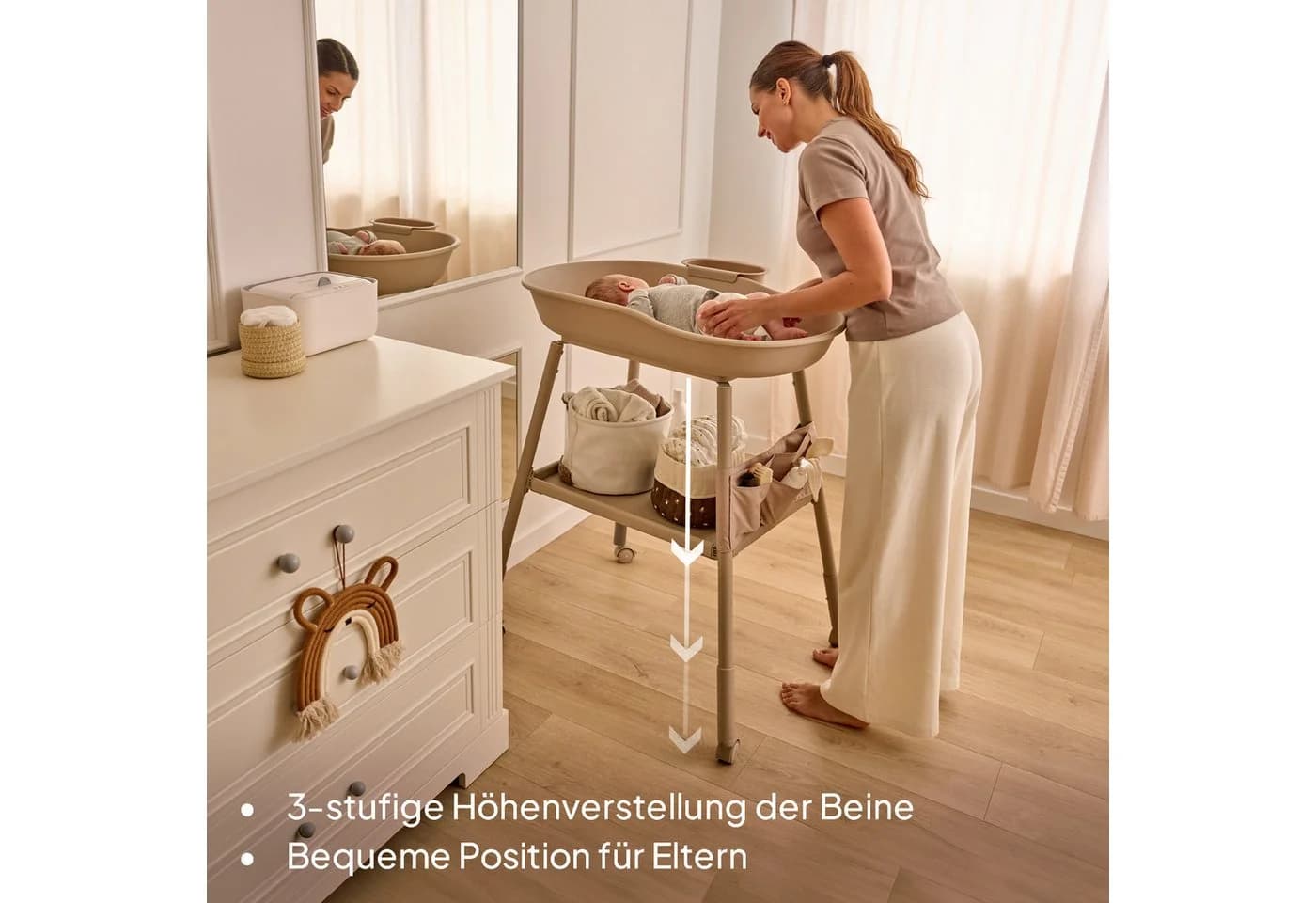 Lionelo Wickeltisch ROSIE Set mit Matratze, Organizer & Rollen - Bild 4