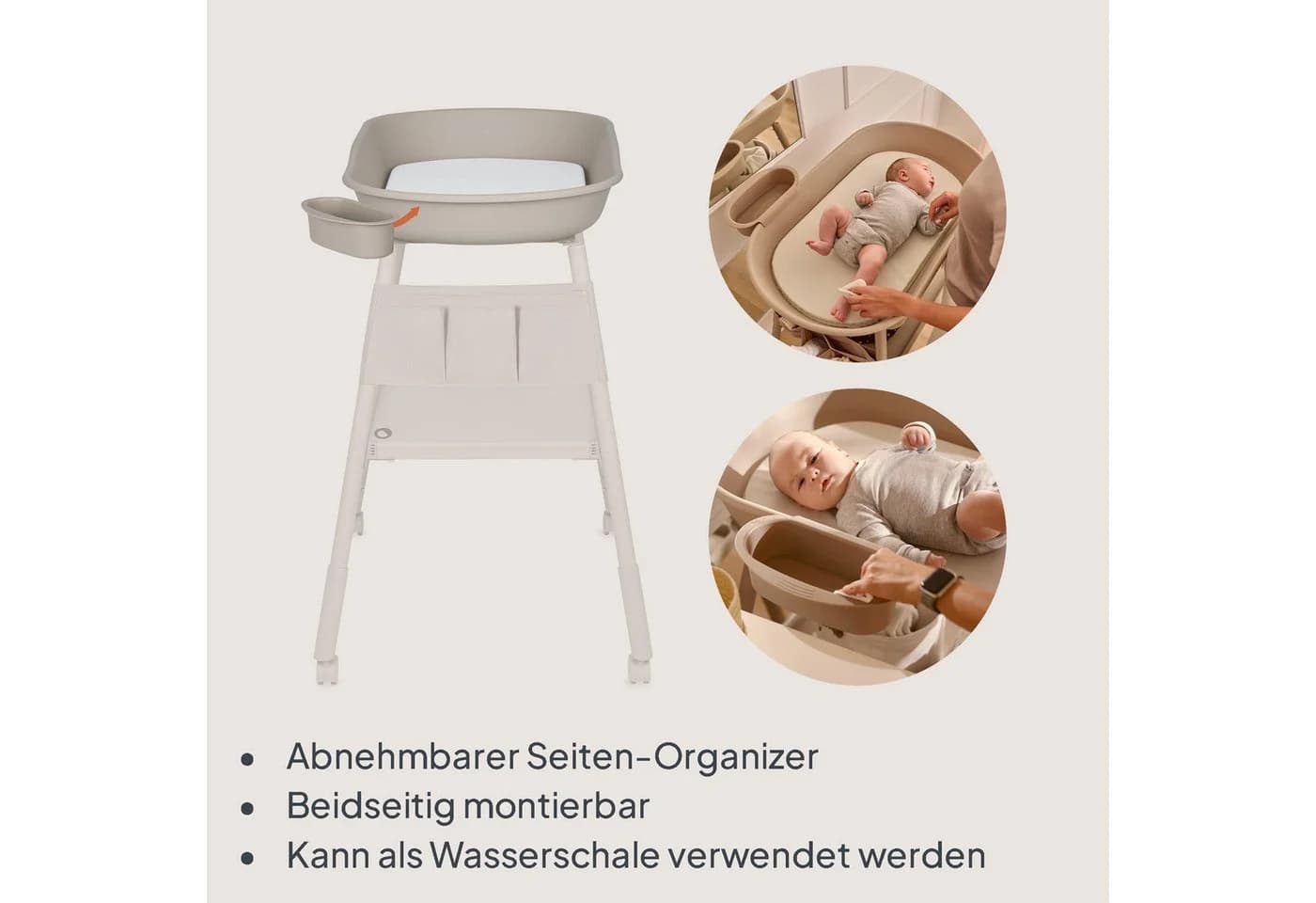 Lionelo Wickeltisch ROSIE Set mit Matratze, Organizer & Rollen - Bild 5