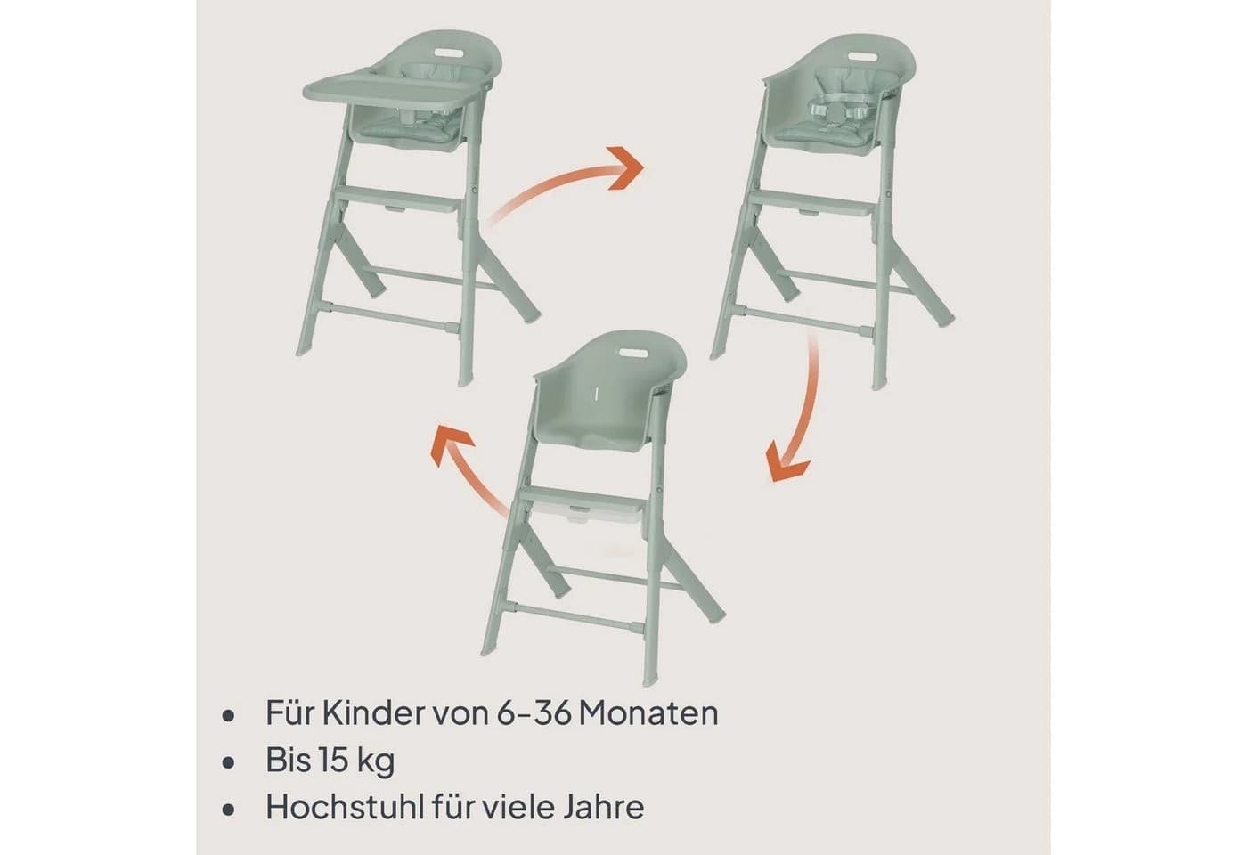 Lionelo Hochstuhl BENY Set Grün Sage Verstellbare Fußstütze - Bild 3