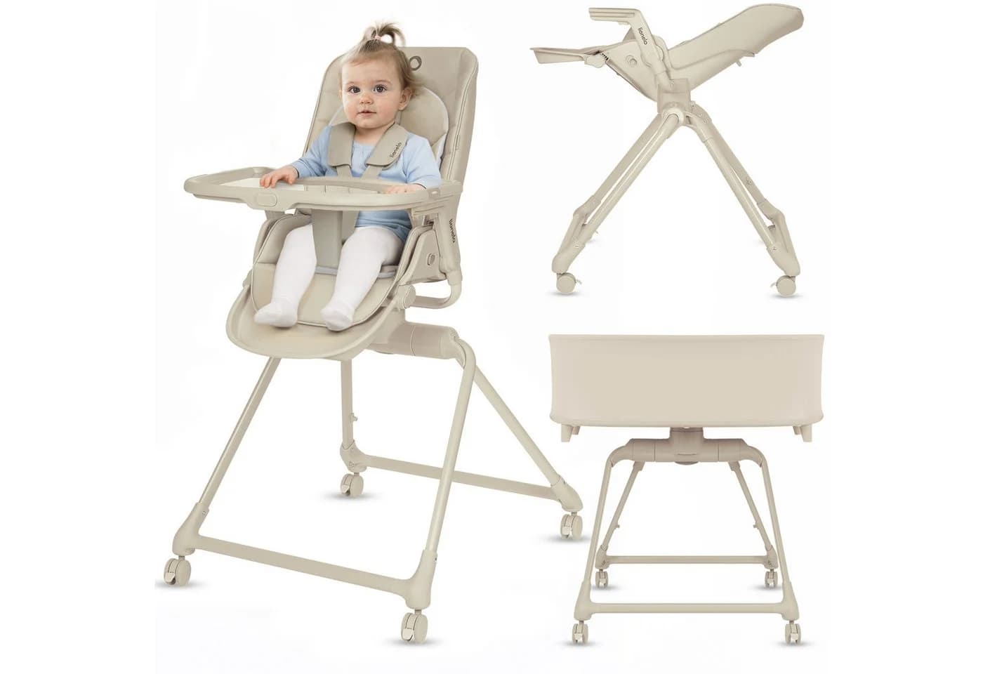 Lionelo Hochstuhl MADDIE SET 3in1 mit 360° Drehung und Matratze - Bild 2