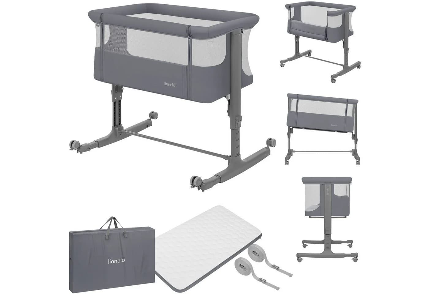 Lionelo Baby-Reisebett AURORA 3-in-1 Beistellbett, Babywiege, freistehendes Babybett - Bild 2