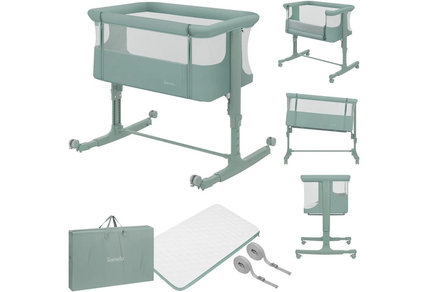 Lionelo Baby-Reisebett AURORA 3-in-1 Beistellbett, Babywiege, freistehendes Babybett - Bild 2