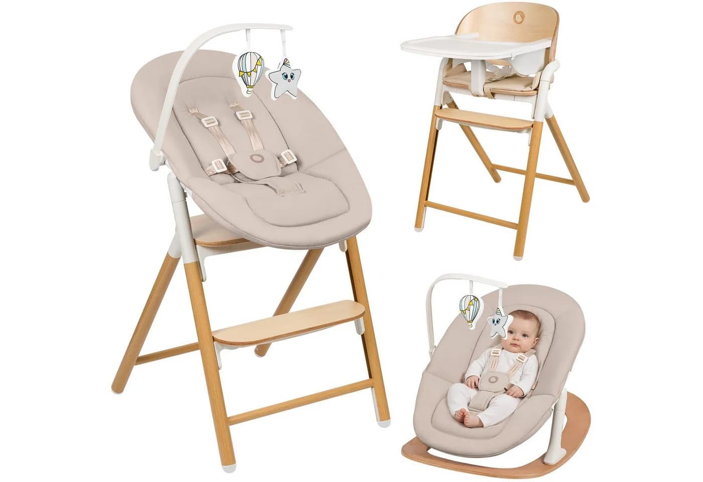 lionelo Hochstuhl CELIA 3-in-1 Buchenholz mit Babyset - Bild 2
