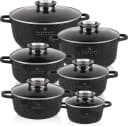 Zilner Topf-Set 12-tlg. Schwarz Keramik Aluminiumguss mit Aroma-Knopf Bild 2