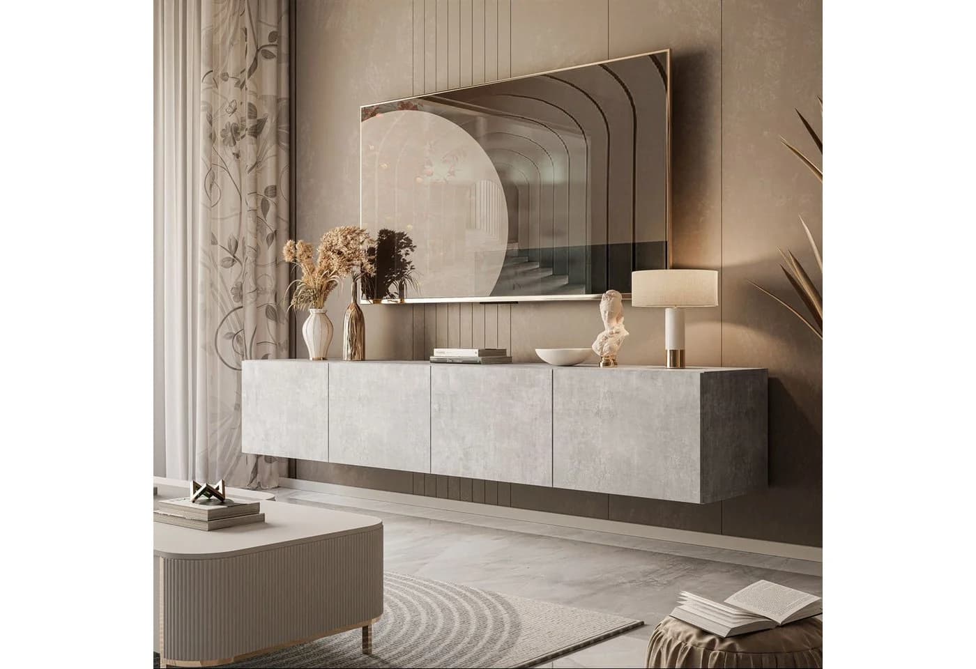 Lookway Hängeschrank COLGANTE Betonoptik 200 cm Modern
