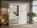 Lookway Kleiderschrank BASTER II mit Spiegel Schiebetüren Weiß Bild 1