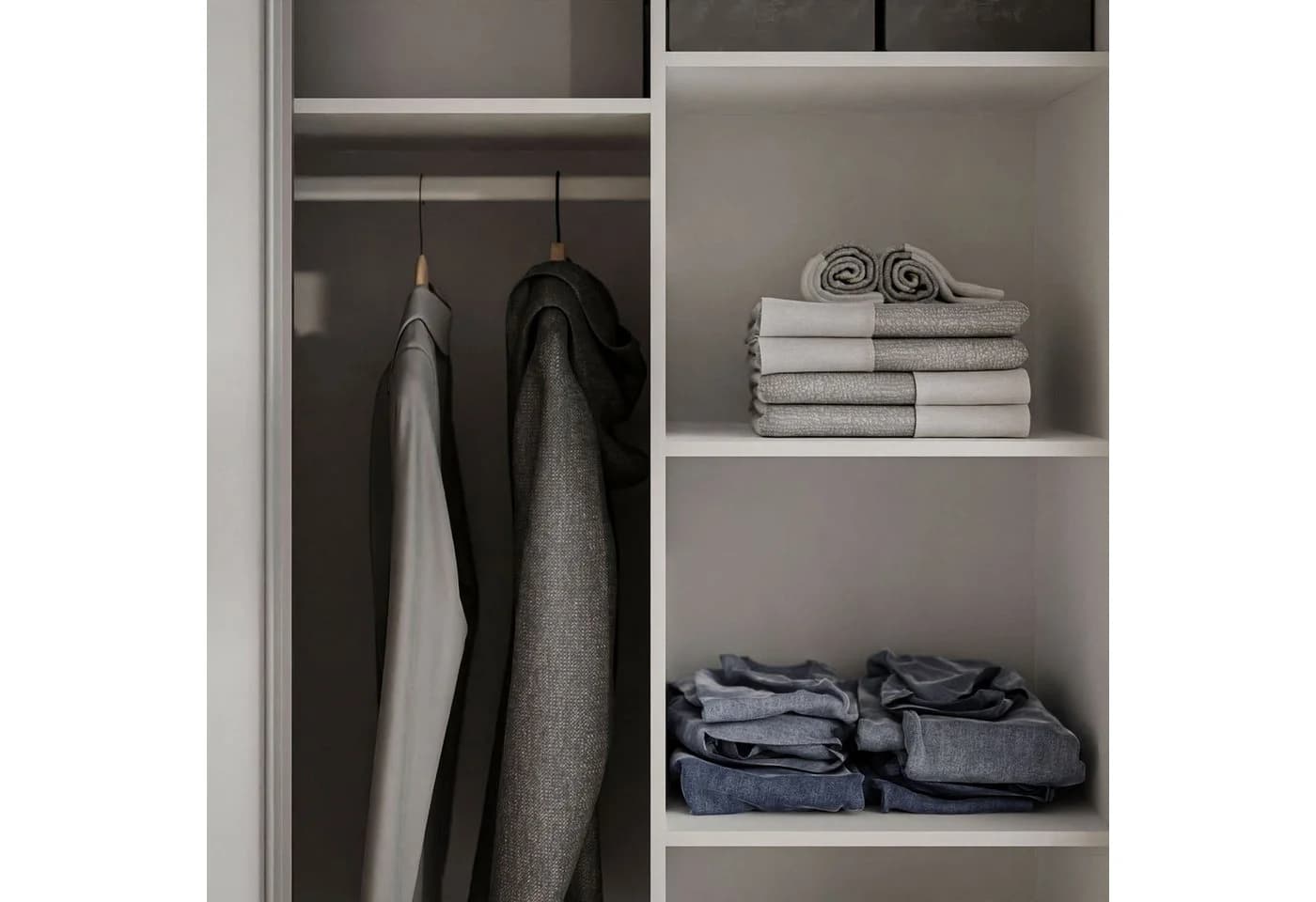 Lookway Kleiderschrank BASTER II mit Spiegel Schiebetüren Weiß - Bild 5