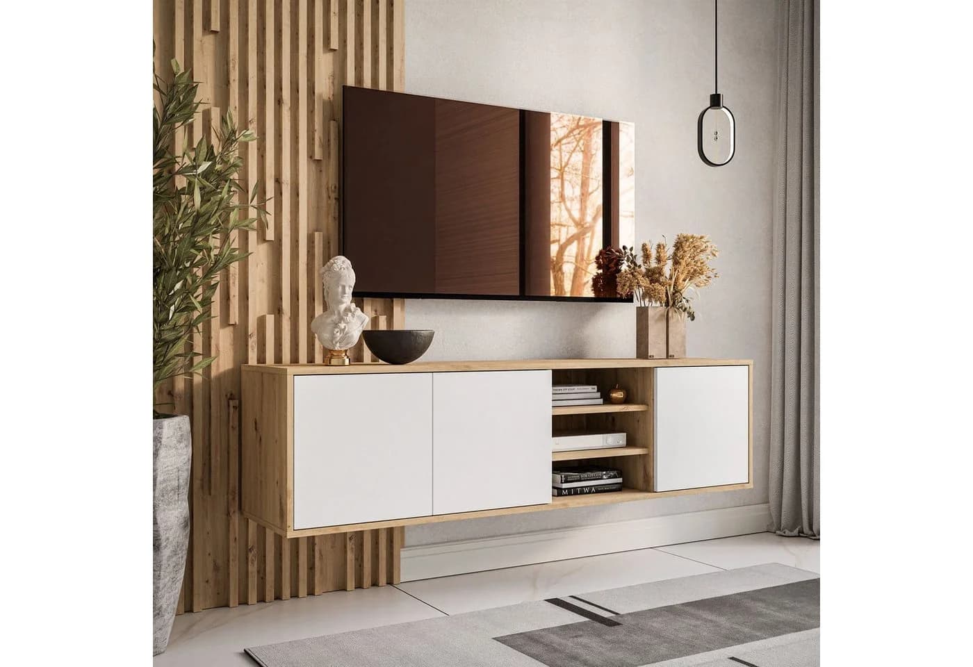 Lookway TV-Schrank SANAYI LOFT Weiß Push-to-Open