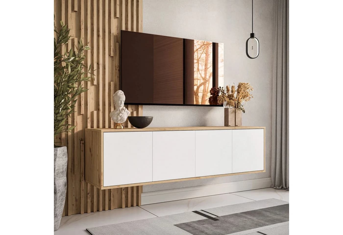 Lookway TV-Schrank SANAYI LOFT Hängend Artisan Eiche Weiß