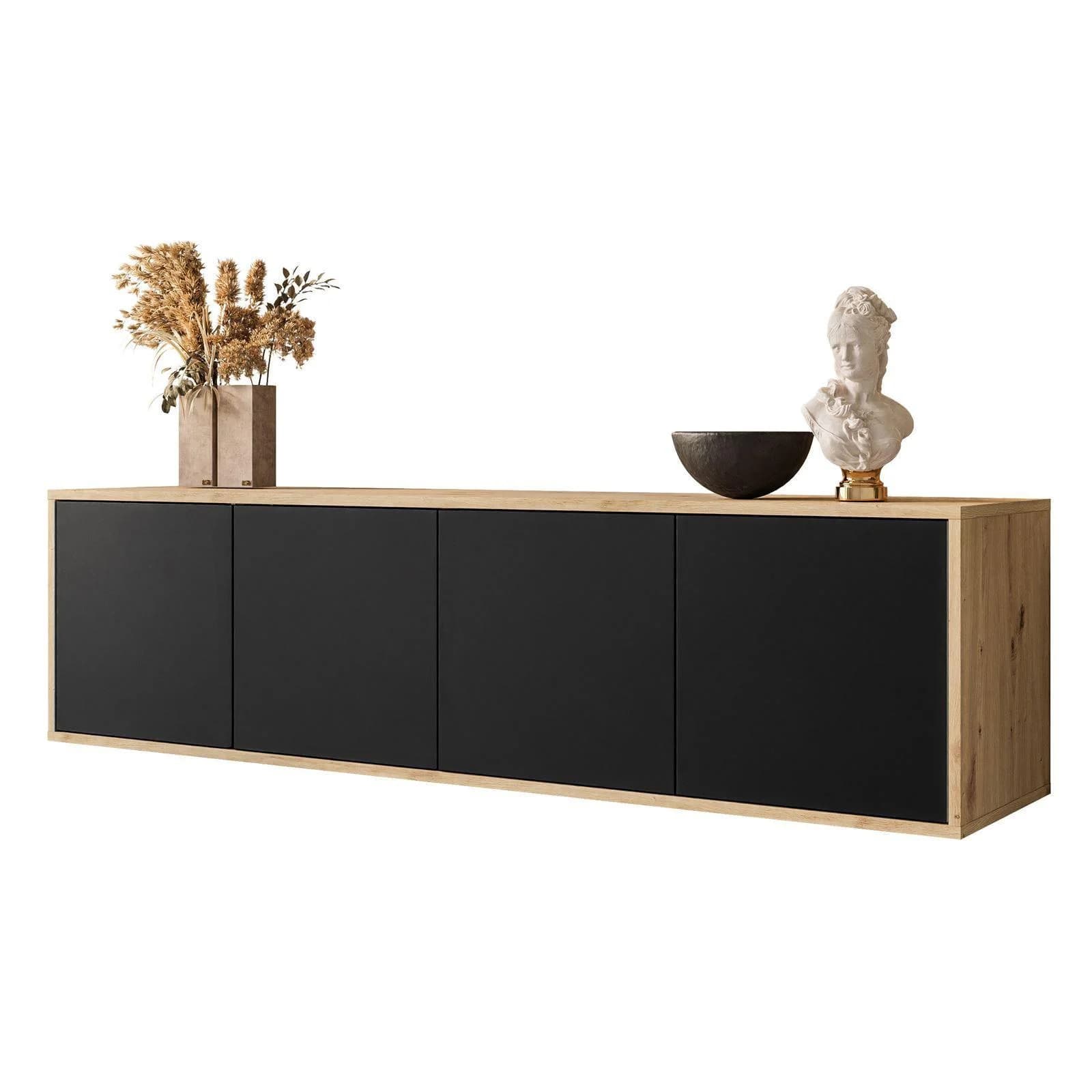 Lookway TV-Schrank SANAYI LOFT Hängend Artisan Eiche Schwarz Modern