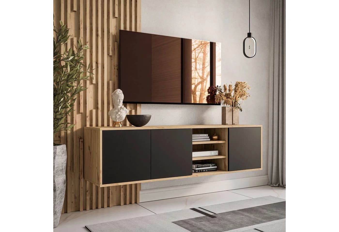 Lookway TV-Schrank SANAYI LOFT Artisan Eiche/Schwarz