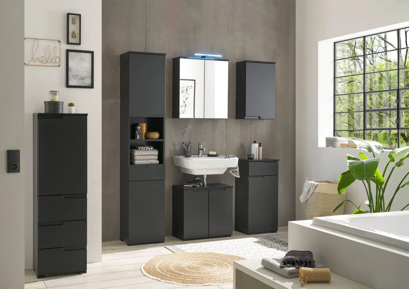 BASIC by Balculina Waschbeckenunterschrank Spice Schwarz Matt - Bild 5
