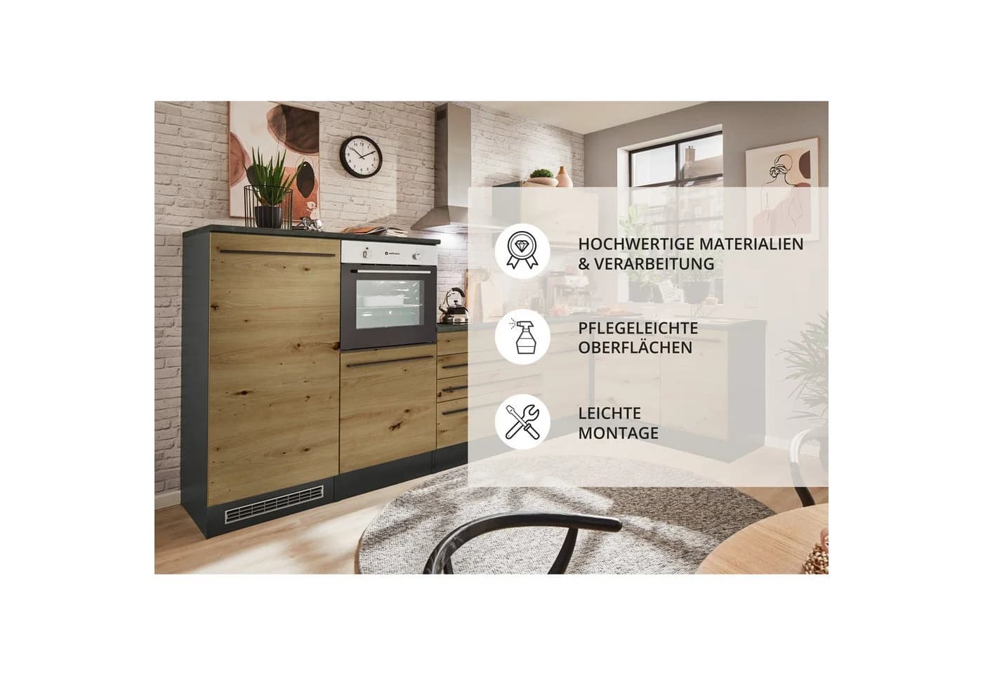 BASIC by Balculina Winkelküche Jazz Anthrazit/Braun mit E-Geräten - Bild 4
