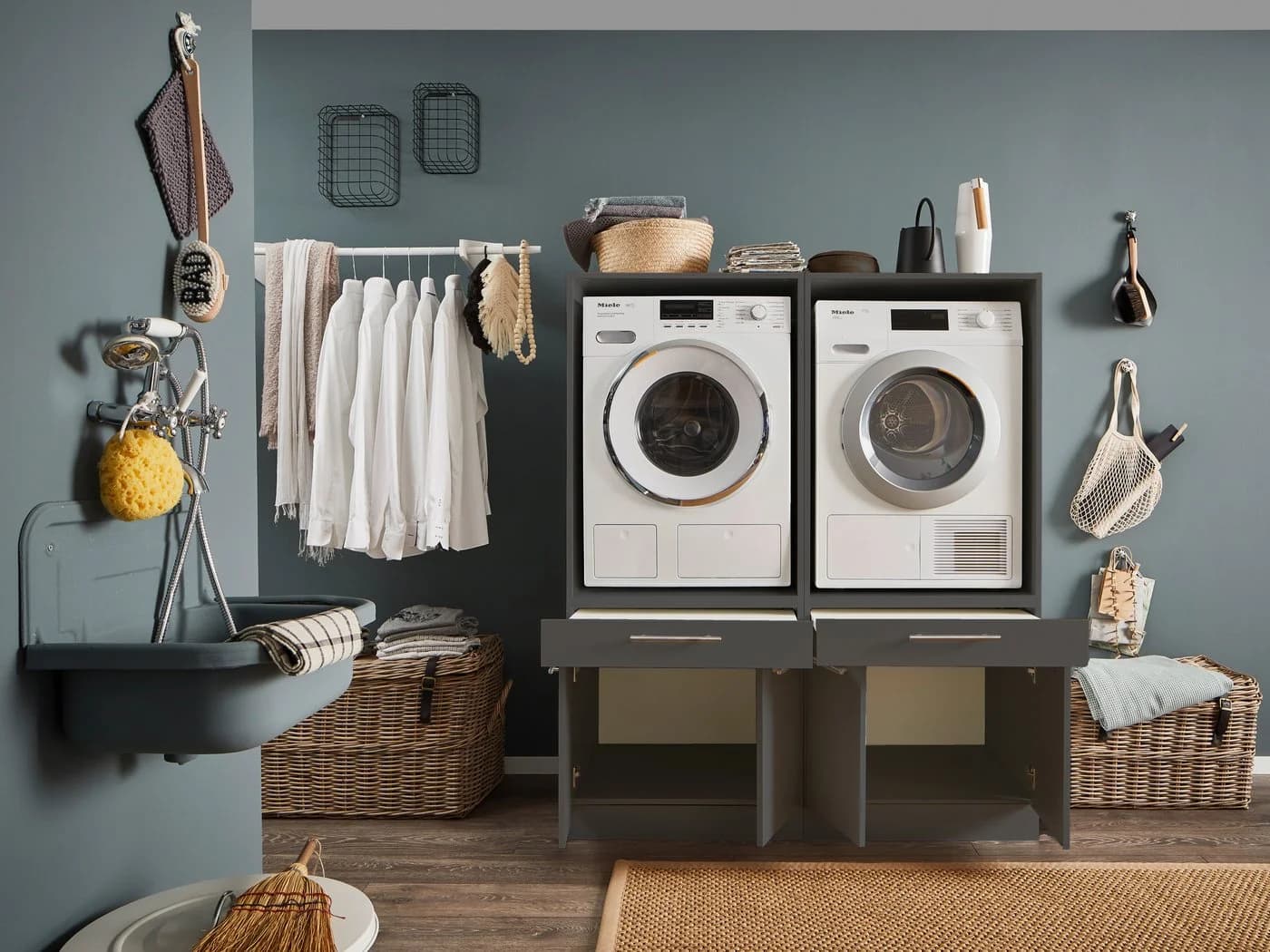 Mehrzweckschrank-Set LAUNDREEZY Anthrazit Soft-Close