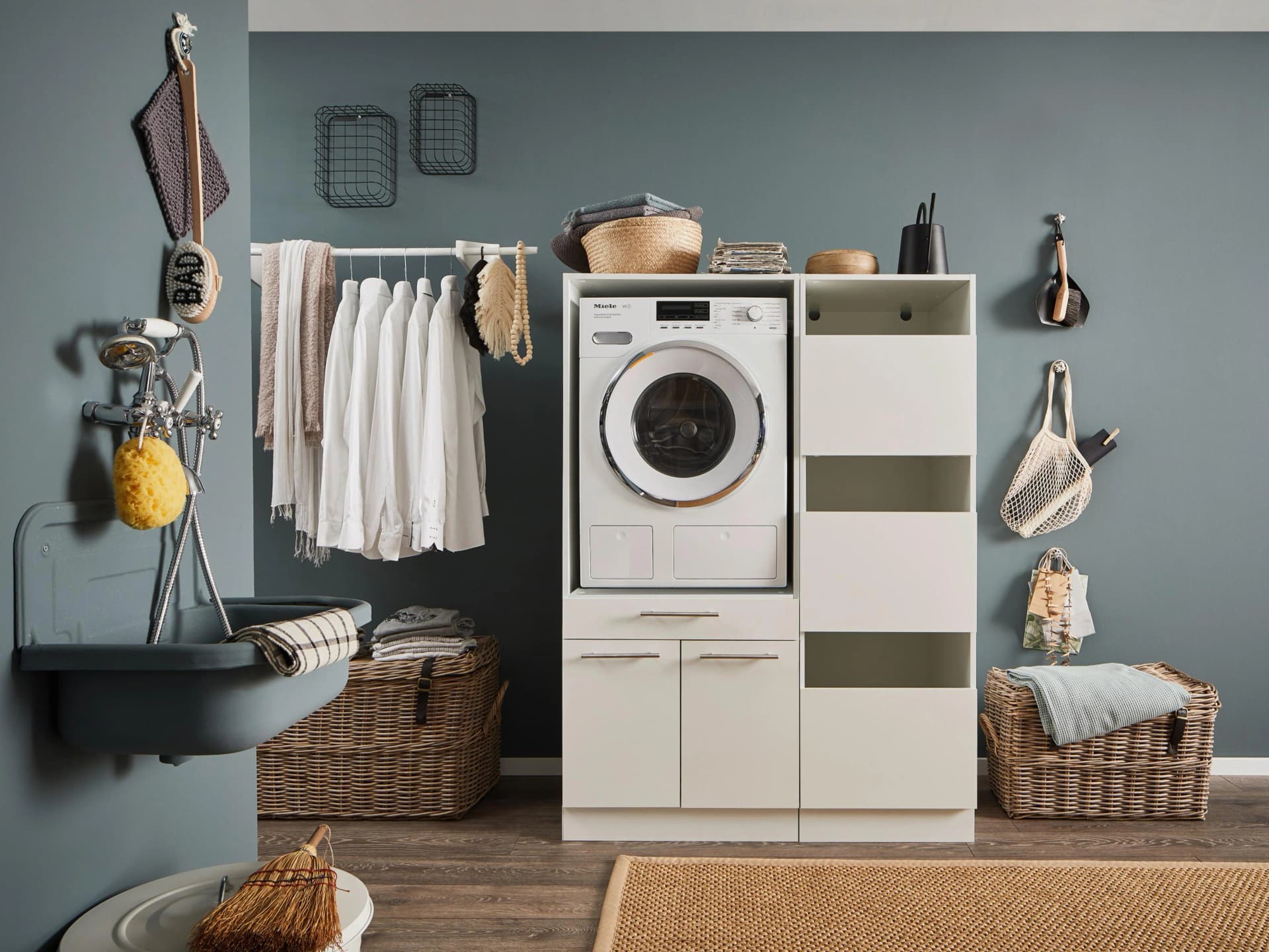 Mehrzweckschrank-Set LAUNDREEZY Weiß Holzwerkstoff Softclose