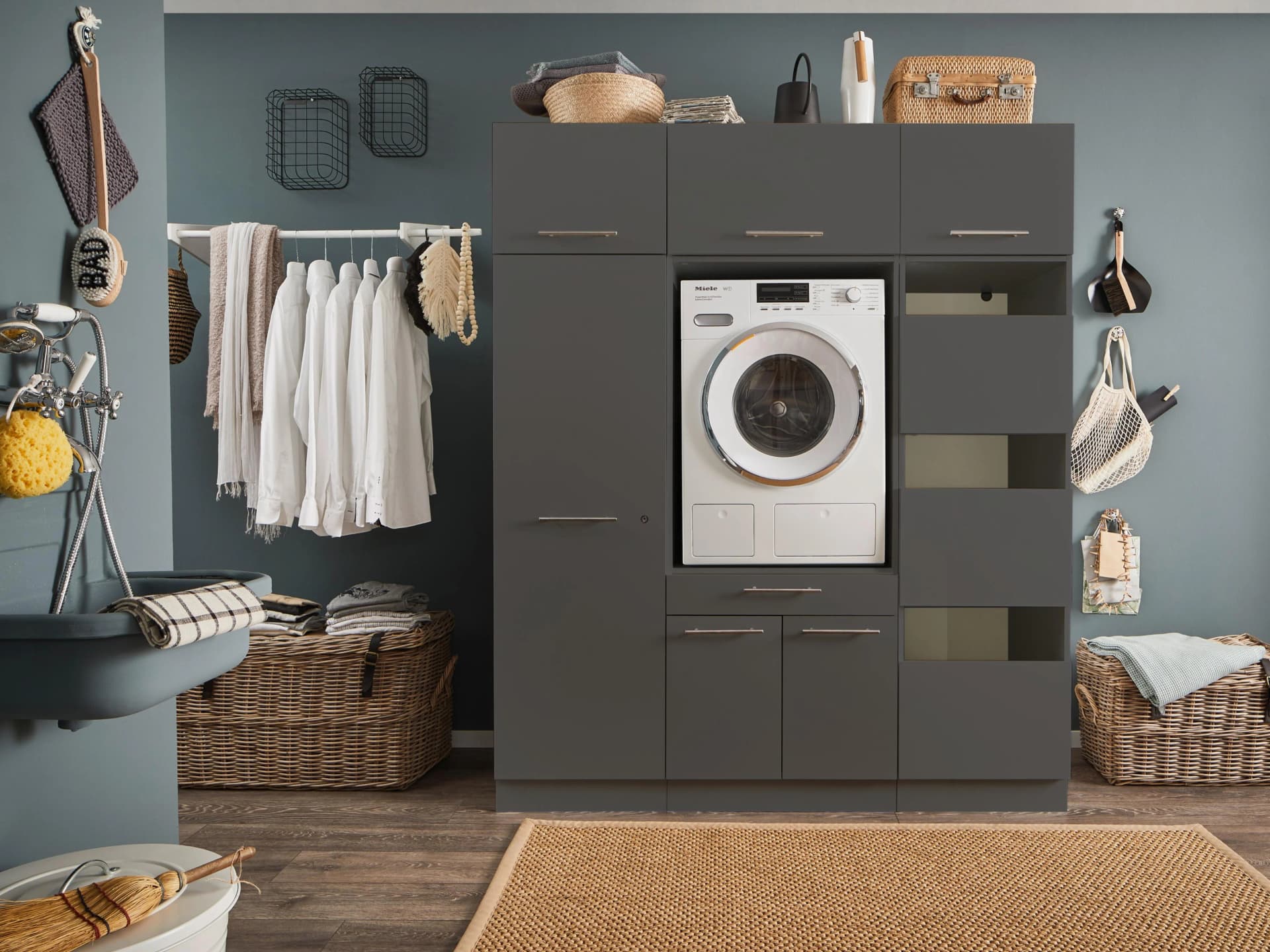 Mehrzweckschrank-Set LAUNDREEZY LDSK9 Anthrazit Holzwerkstoff