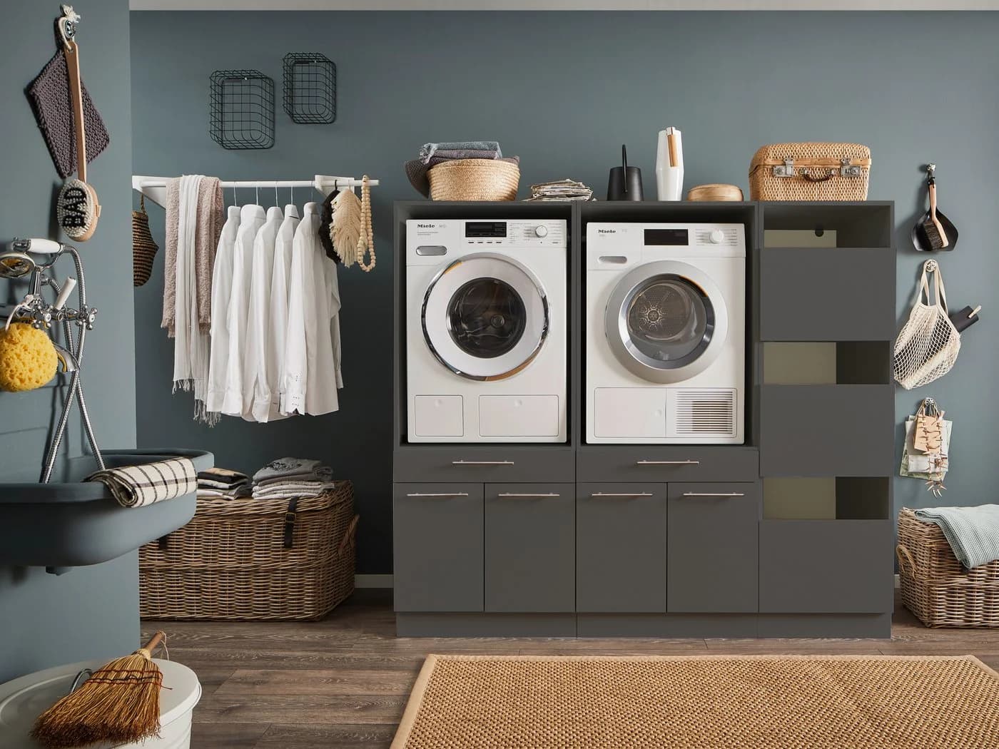 Mehrzweckschrank-Set Laundreezy Anthrazit Modern - Bild 2