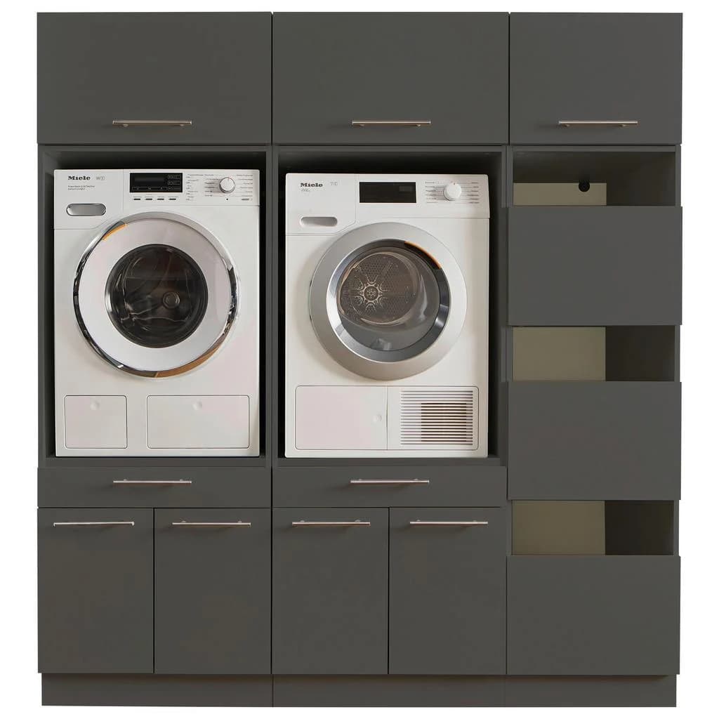Mehrzweckschrank-Set Laundreezy Anthrazit Holzwerkstoff Softclose