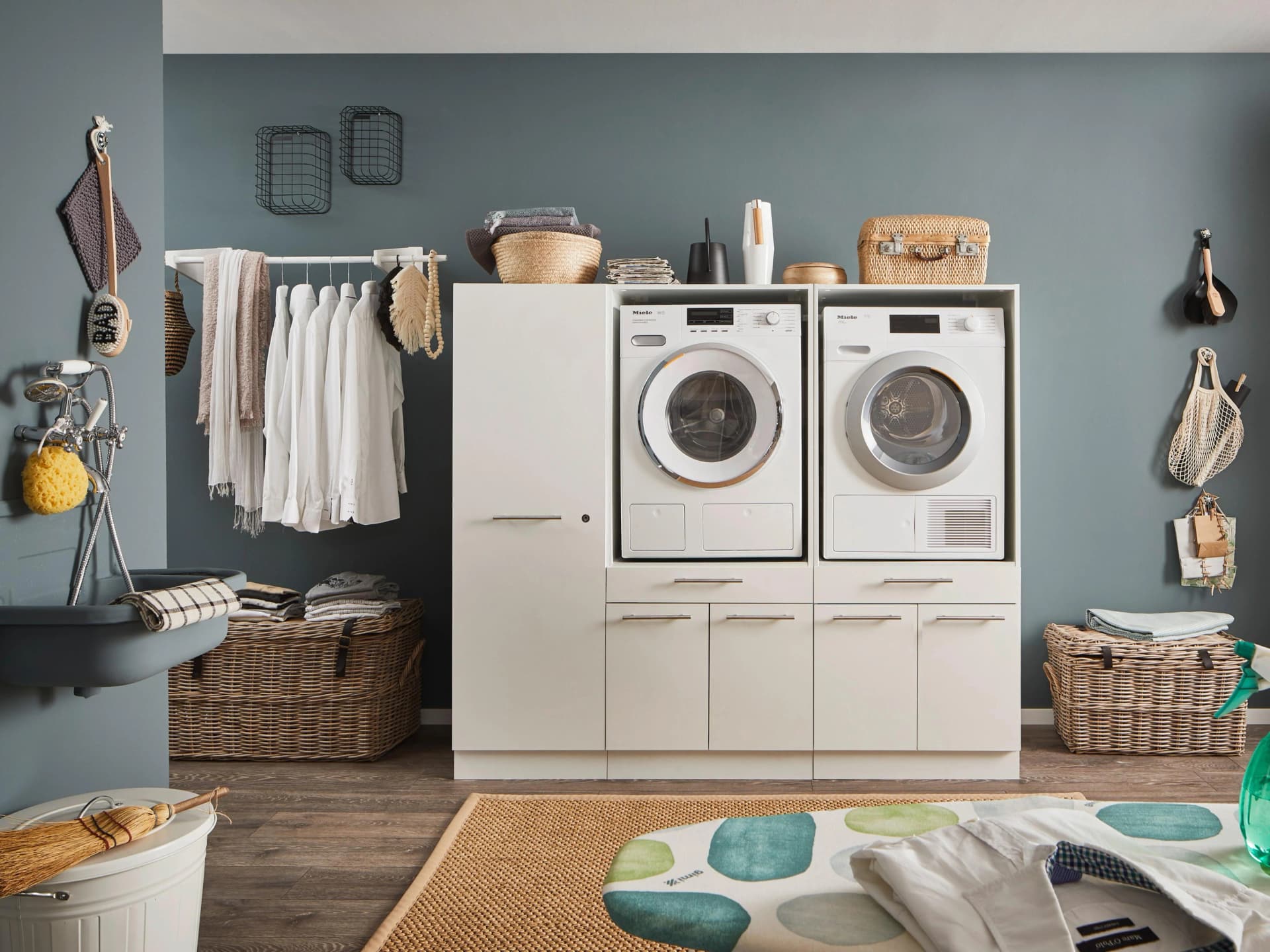 LAUNDREEZY Mehrzweckschrank-Set LDSK12 Weiß Holzwerkstoff Softclose