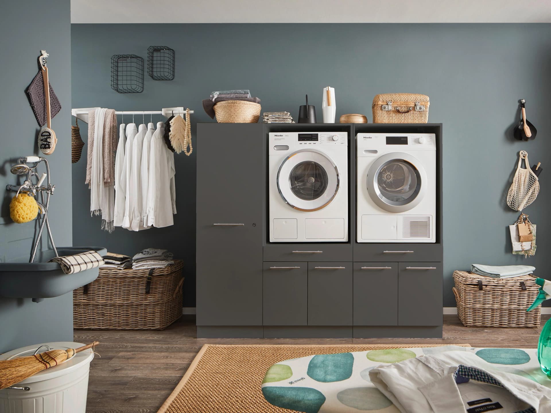 LAUNDREEZY Mehrzweckschrank-Set Anthrazit Softclose