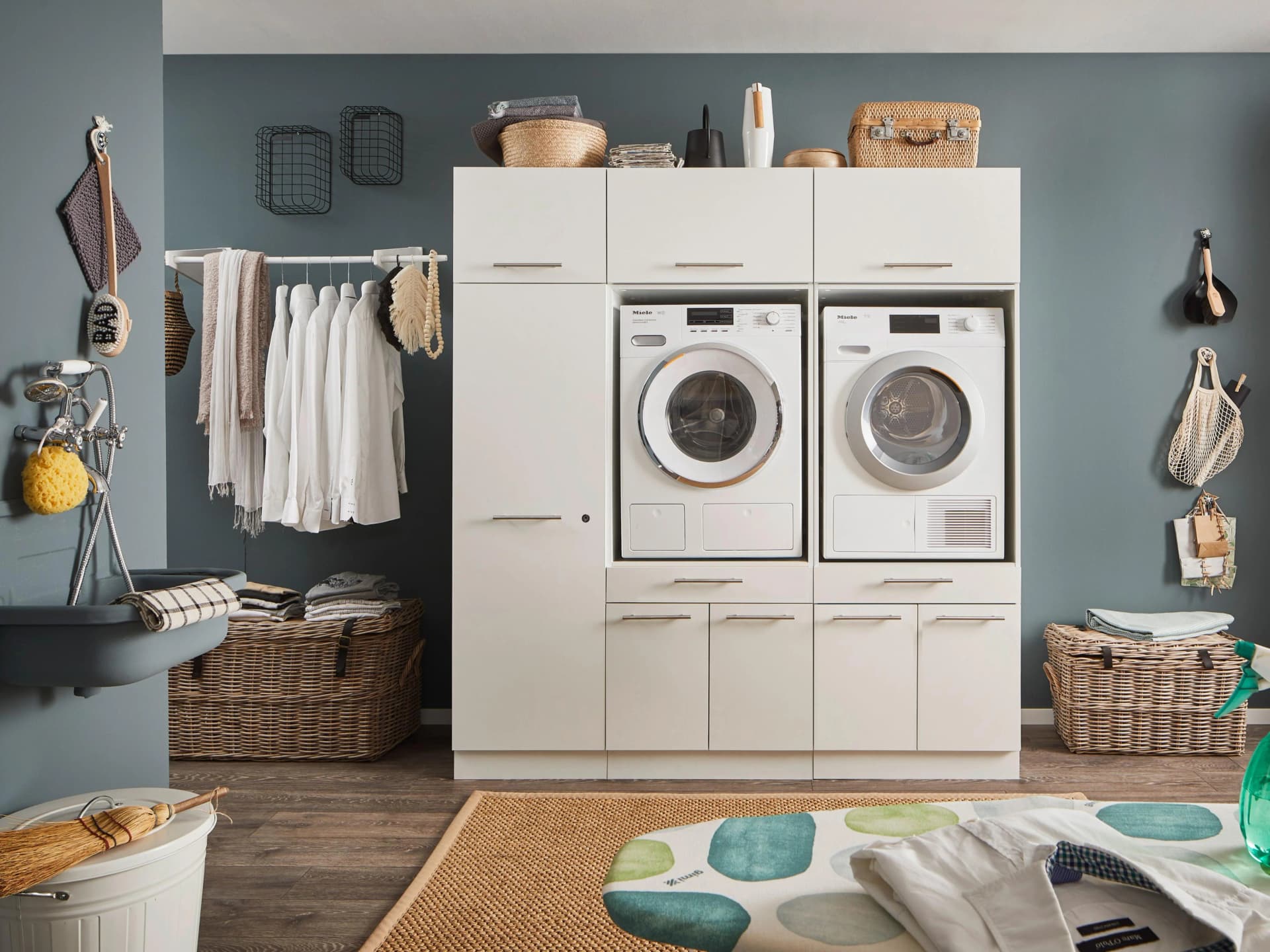 Mehrzweckschrank-Set Laundreezy Weiß Holzwerkstoff Softclose - Bild 2