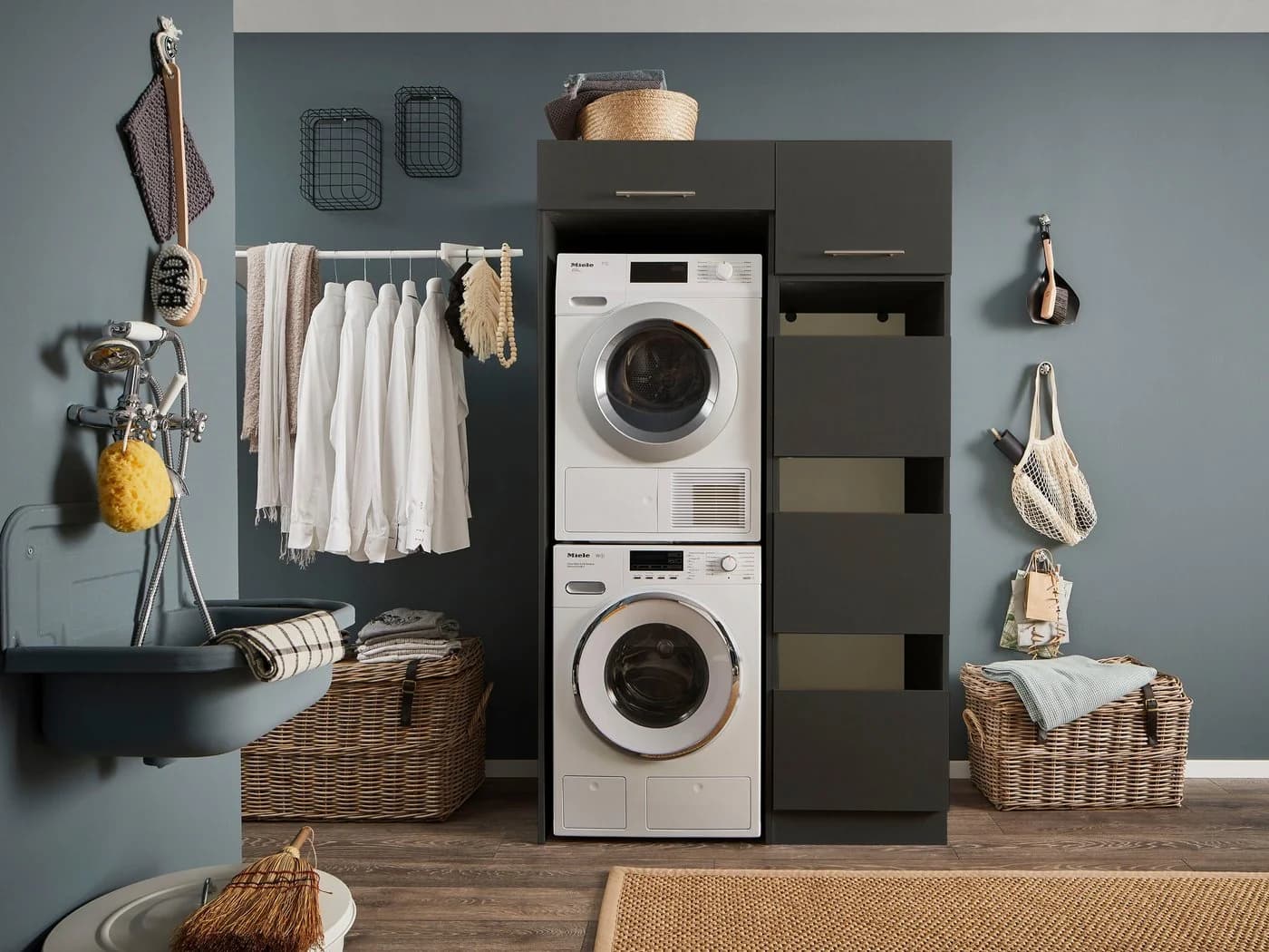 Laundreezy Mehrzweckschrank-Set Anthrazit Softclose - Bild 2