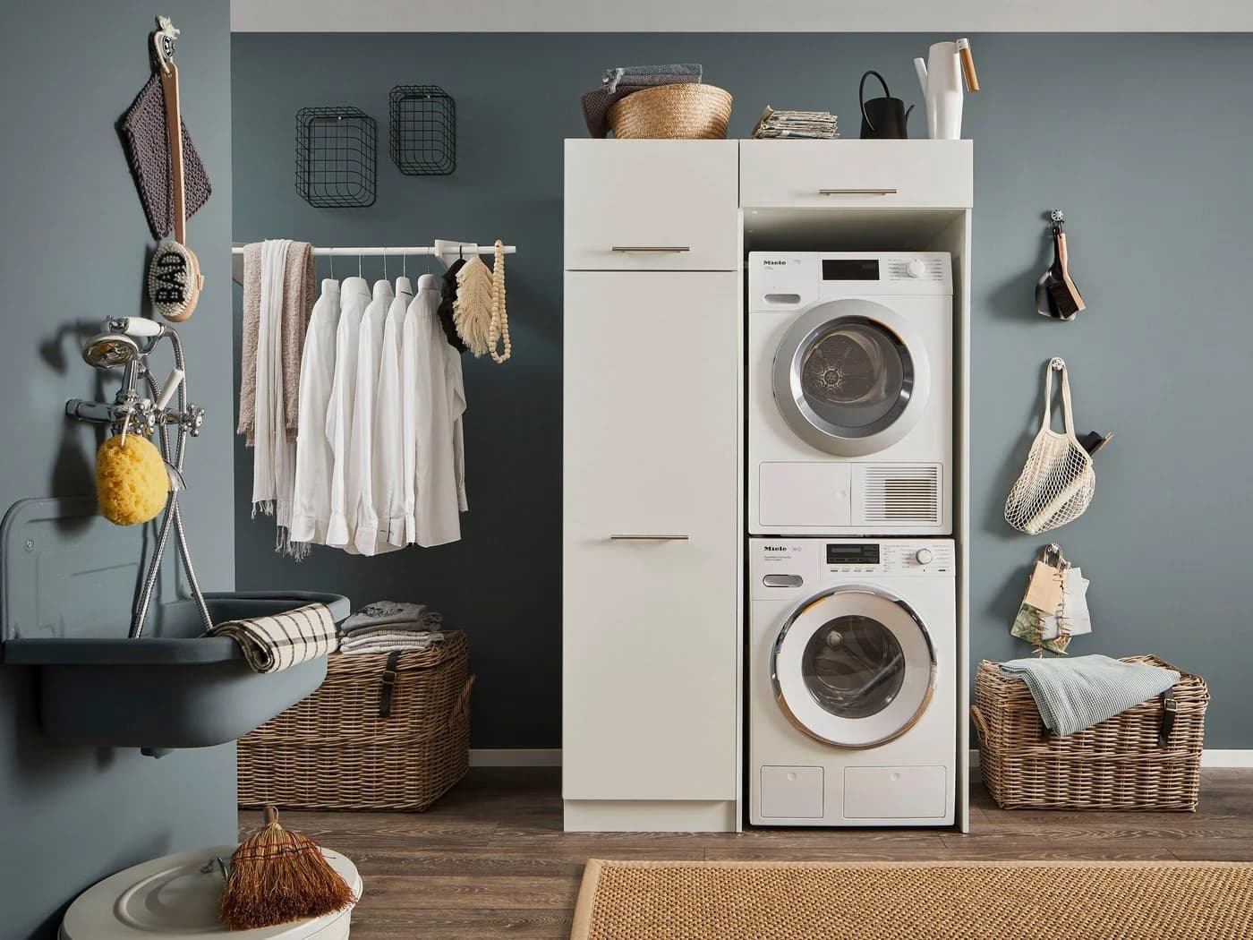 Laundreezy Mehrzweckschrank Weiß Holzwerkstoff Softclose - Bild 2
