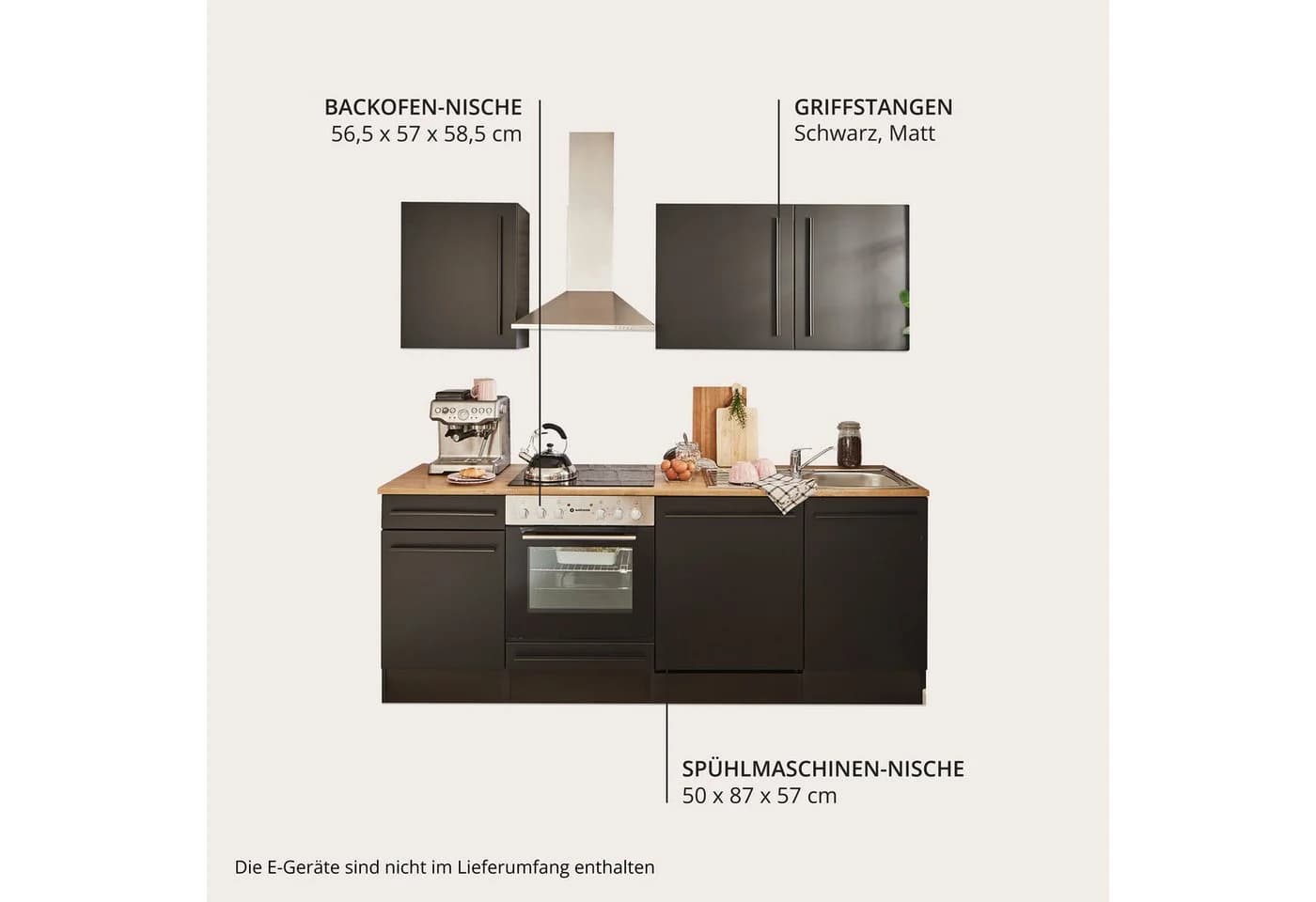 Küchenzeile BASIC BY BALCULINA Jazz Schwarz Eiche - Bild 3