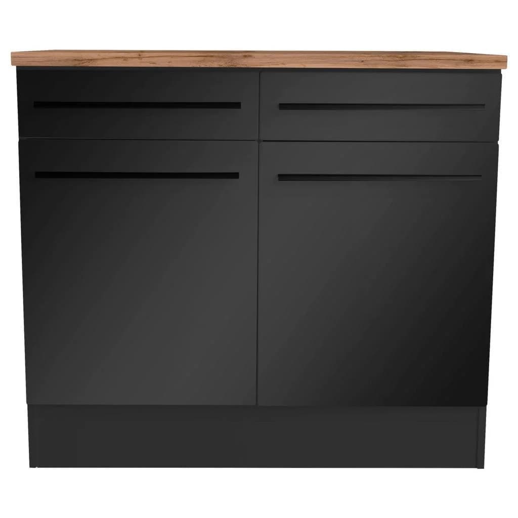 BASIC by Balculina Unterschrank Jazz Schwarz 2 Türen 2 Schubladen - Bild 3