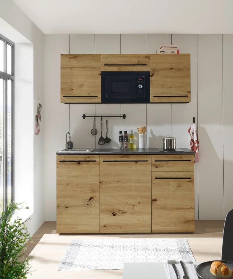 BASIC by Balculina Jazz Singleküche Anthrazit Eiche 160cm