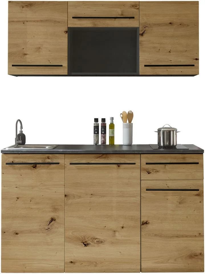 BASIC by Balculina Jazz Singleküche Anthrazit Eiche 160cm - Bild 2