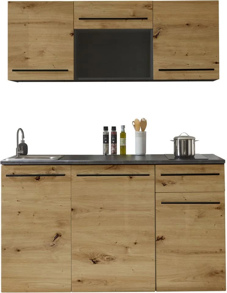 BASIC by Balculina Jazz Singleküche Anthrazit Eiche 160cm - Bild 3