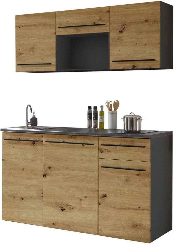 BASIC by Balculina Jazz Singleküche Anthrazit Eiche 160cm - Bild 4