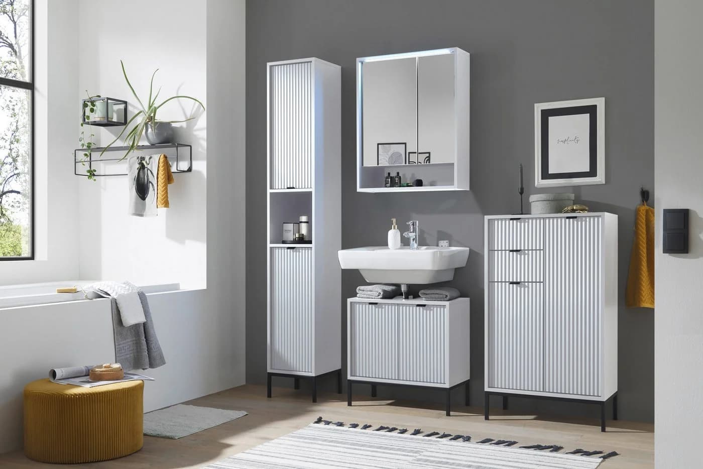 BASIC by Balculina Hochschrank Lucera Weiß Matt 2-Türer - Bild 5