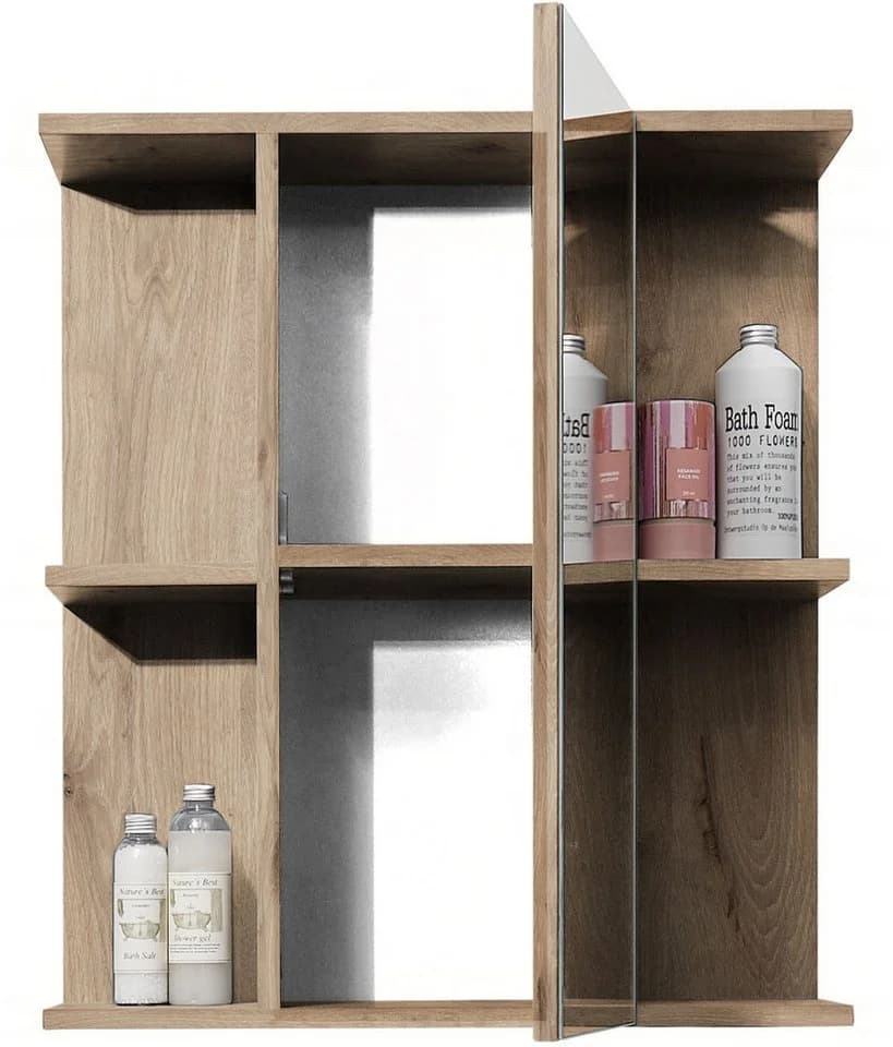 BASIC by Balculina Spiegelschrank Vista 60x71x20 cm Schwarz Matt Viking Oak - Bild 4