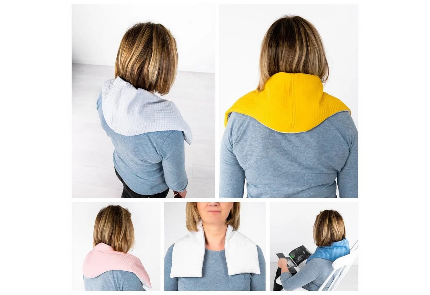 Amilian Kirschkernkissen Mikrowelle Blau/Grau 100% Baumwolle