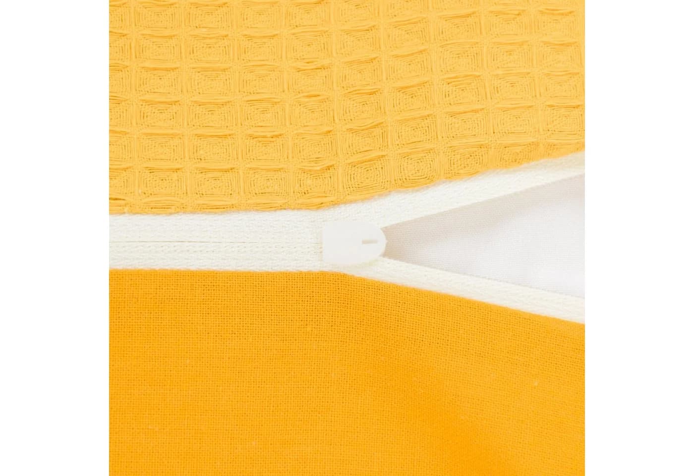 Amilian Dekokissen 40x40 cm Waffel Baumwolle Gelb mit Füllung - Bild 5