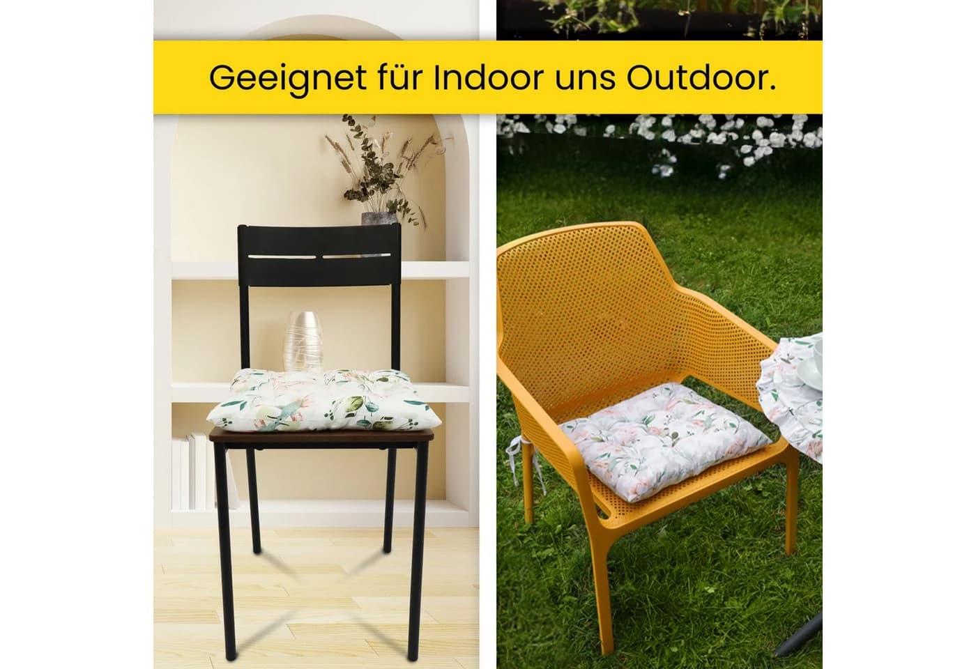Amilian Stuhlkissen 40x40 mit Bändern - 4er Set Outdoor Indoor - Bild 4