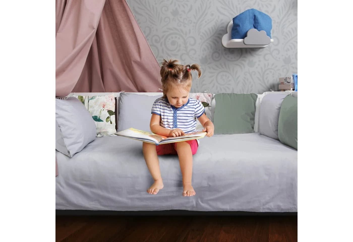 Amilian Bettnestchen 210 cm (6 Polster ca. 35 x 35 cm) Bettumrandung - Bild 5