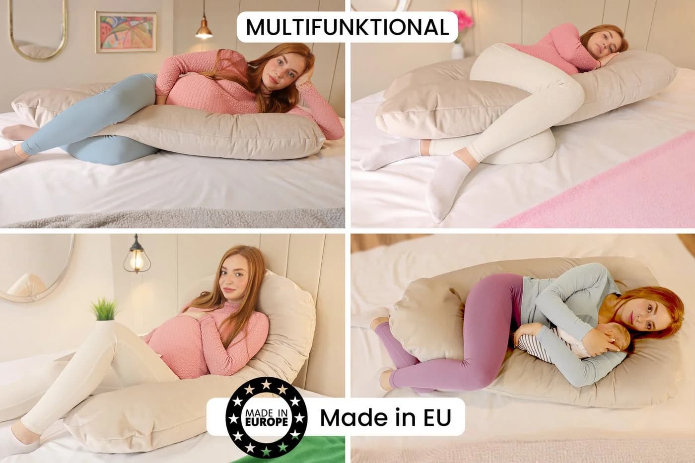 Amilian Seitenschläferkissen Stillkissen XXL Schwangerschaftskissen Beige