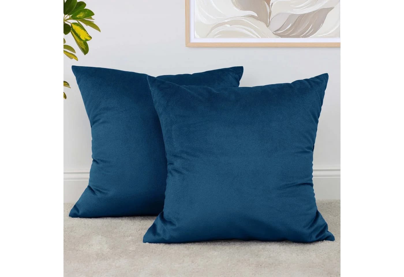 Amilian Dekokissen 2er Set Mitternachtsblau 40x40 cm mit Füllung - Bild 2