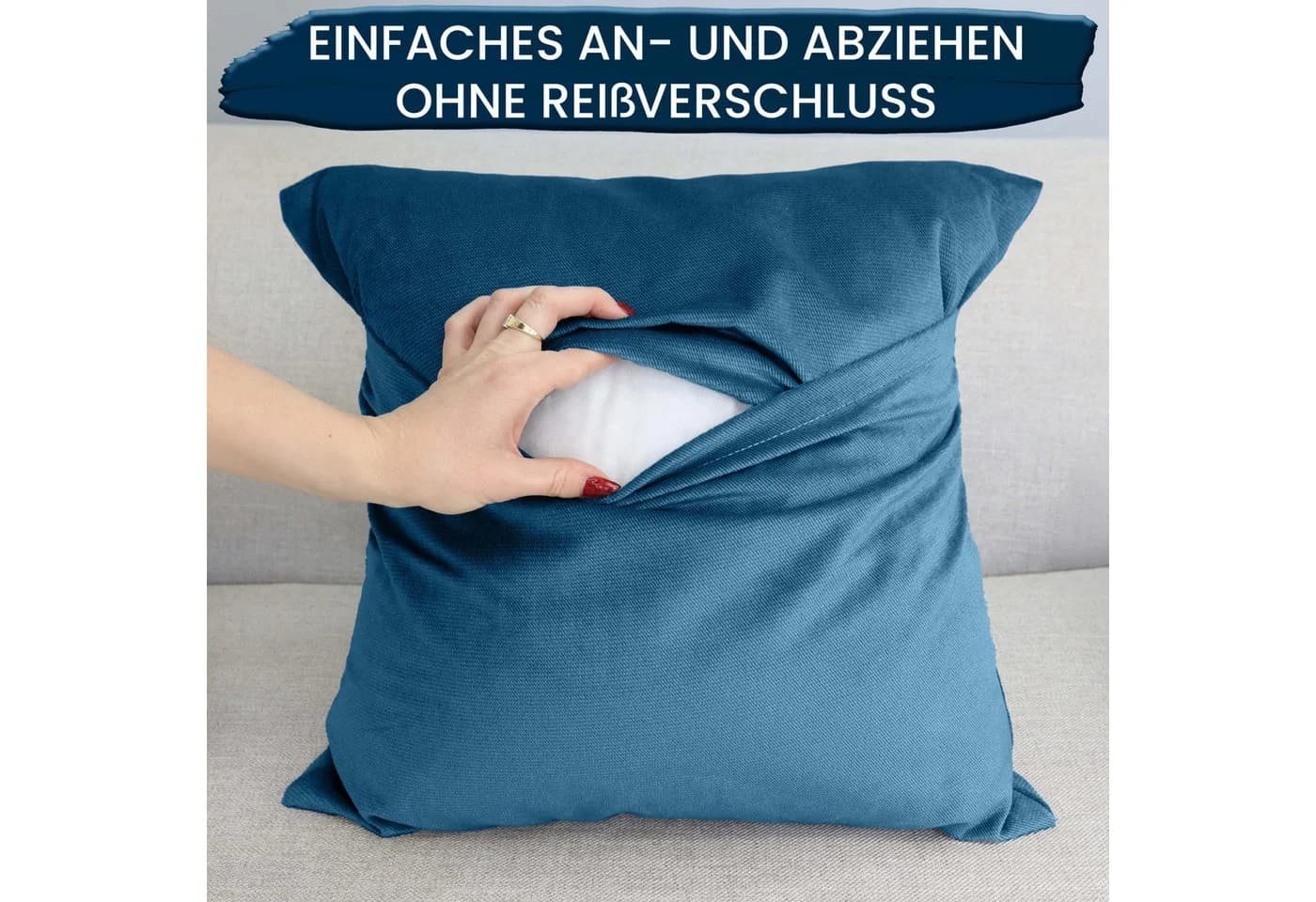 Amilian Dekokissen 2er Set Mitternachtsblau 40x40 cm mit Füllung - Bild 3