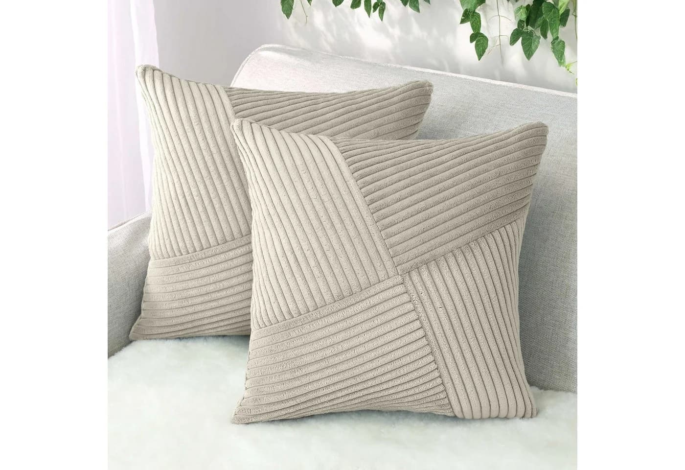 Amilian Dekokissen 2er Set 40x40 cm Modern Beige - Bild 3