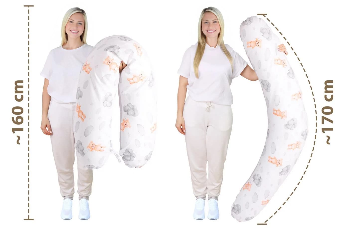 Amilian Stillkissen XXL 170 cm Grau Polyester-Füllung - Bild 3
